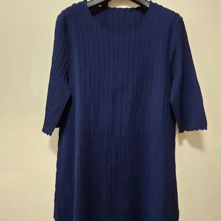 [BUNJANG] Pleats Please Navy Blouse Top / 플리츠미 네이비  상의  66날씬77 점도  약간A라인