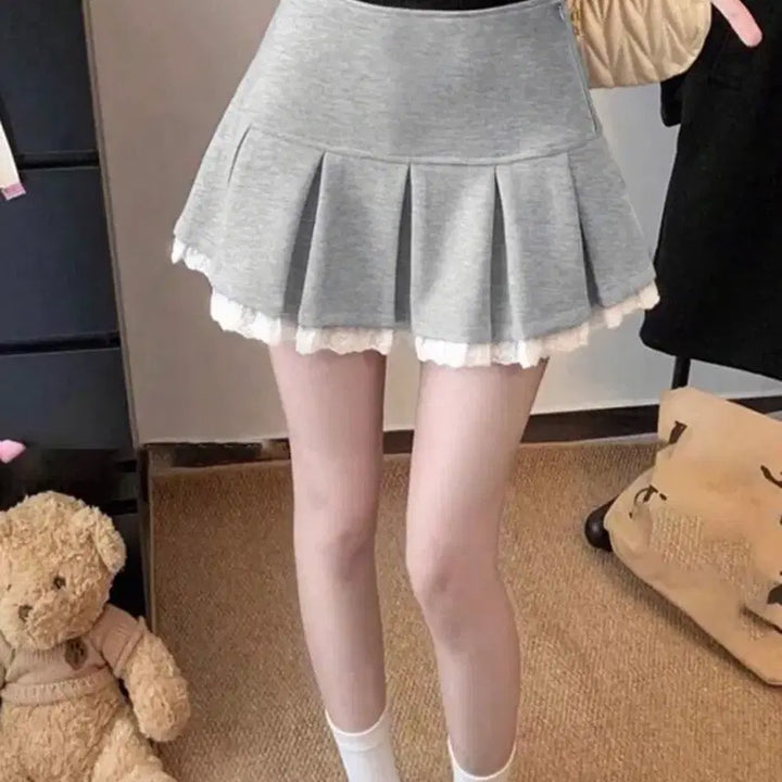 [BUNJANG] Gray Lace Tennis Skirt / 새상품현물)일녀레이스 스커트 회색 테니스 치마쉬인그레일에이블리무신사테무
