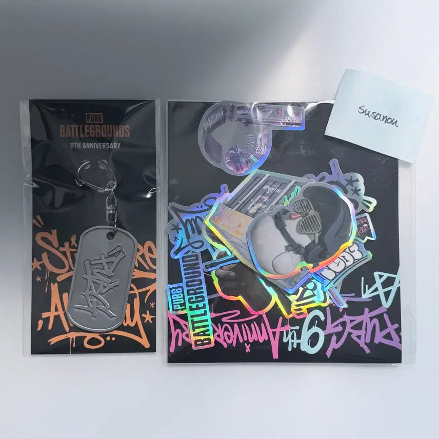[BUNJANG] PUBG 9th Anniversary Welcome Kit Metal Keyring and Stickers / 배틀그라운드 PUBG 9주년 웰컴키트 메탈키링, 스티커