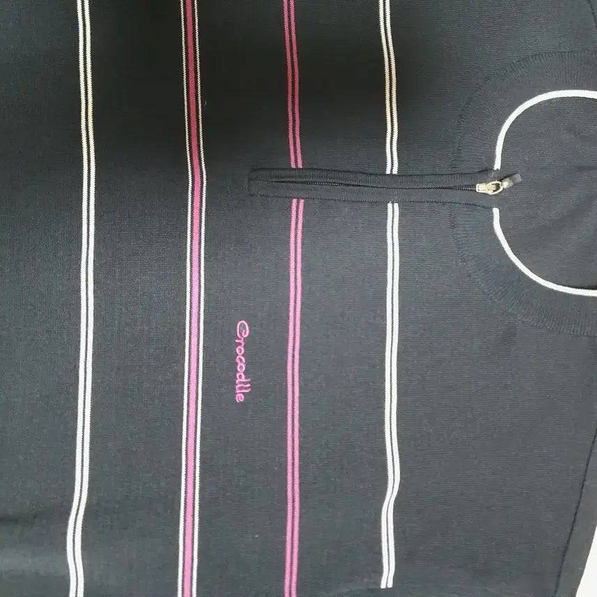 [BUNJANG] Crocodile Stripe Short Sleeve Polo Shirt Navy 100 / [상태최상] 크로커다일 스트라이프 반팔 카라티 네이비 100