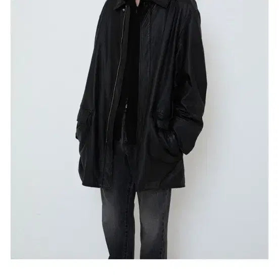 [BUNJANG] Innir Oil Washed Lambskin Leather Coat 3 / 이니어 innir 램스킨 오일워시드 레더 코트 3