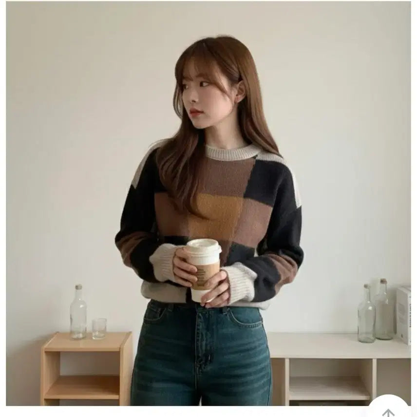 [BUNJANG] Color Block Knit Sweater / 배색패턴 니트