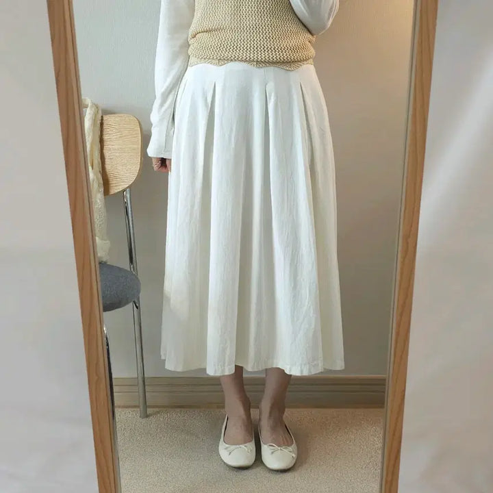 [SOLD OUT] (F)bongbly 여성 뒷밴딩 플레어 코튼 스커트 W2938