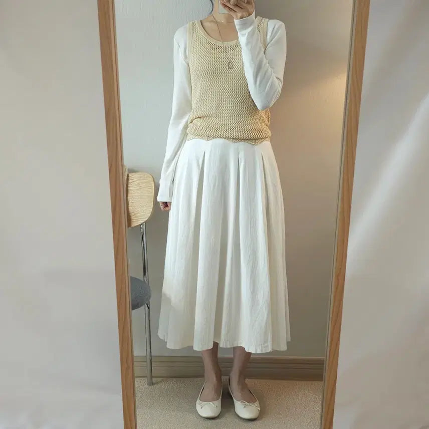 [SOLD OUT] (F)bongbly 여성 뒷밴딩 플레어 코튼 스커트 W2938