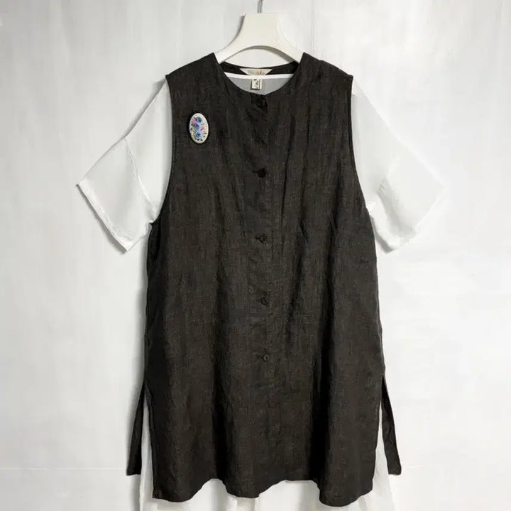 [BUNJANG] isae 100% Linen Vest &amp; Pintuck Cotton Dress Set / 이새(isae) 마(린넨) 100% 조끼, 핀턱 면 원피스 세트