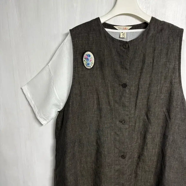 [BUNJANG] isae 100% Linen Vest &amp; Pintuck Cotton Dress Set / 이새(isae) 마(린넨) 100% 조끼, 핀턱 면 원피스 세트