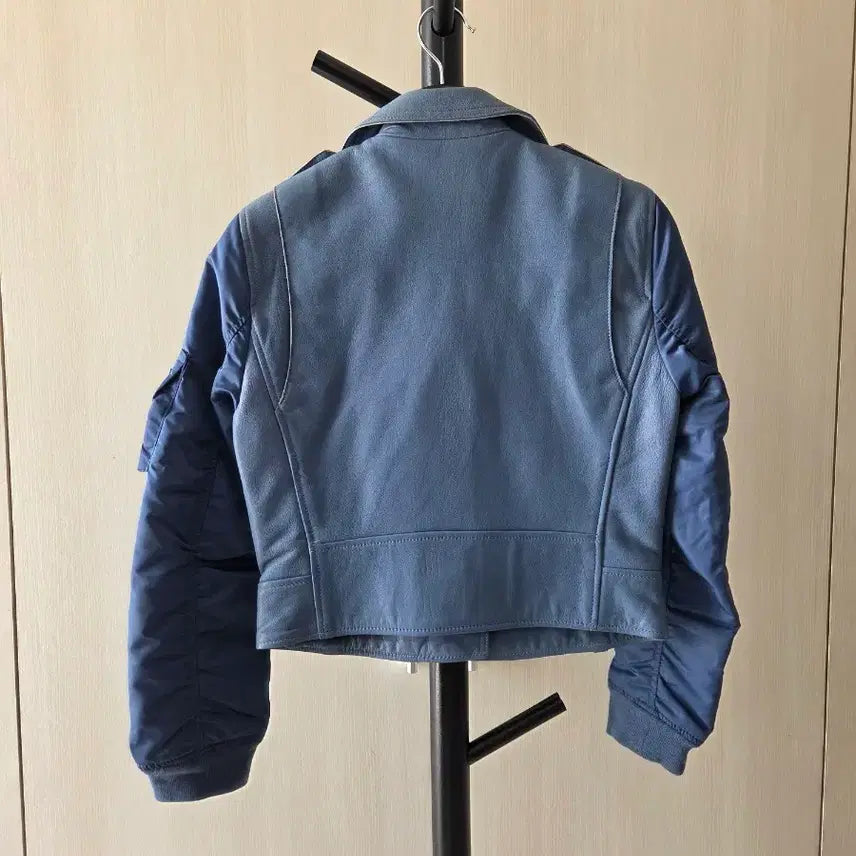 [BUNJANG] Sandro Goat Leather Rider Jacket / 산드로 블루 염소가죽 라이더 자켓 1사이즈
