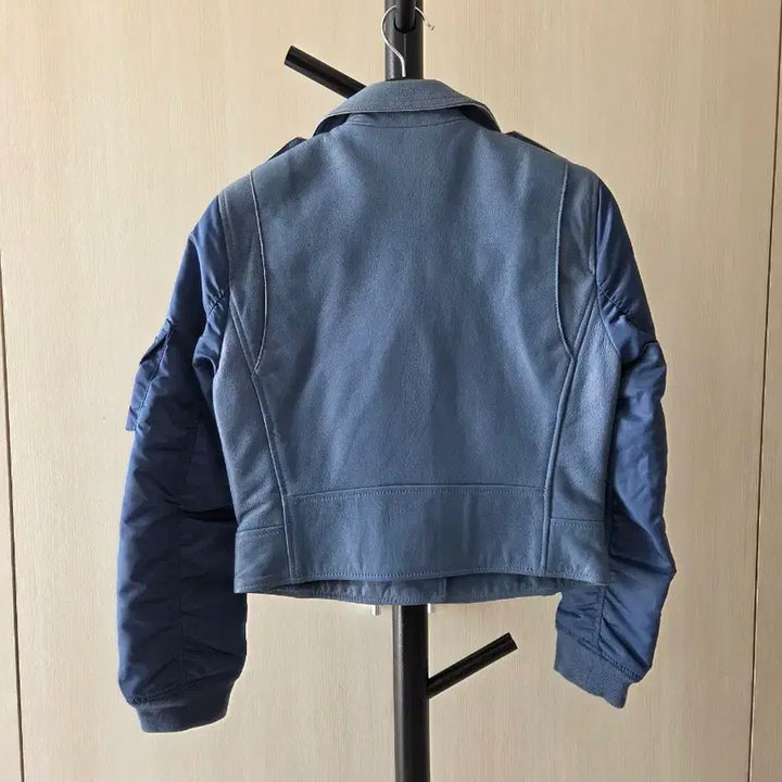 [BUNJANG] Sandro Goat Leather Rider Jacket / 산드로 블루 염소가죽 라이더 자켓 1사이즈
