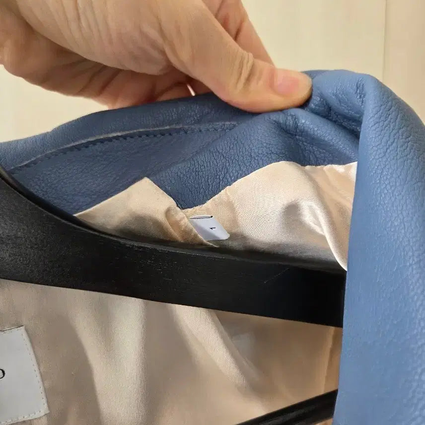 [BUNJANG] Sandro Goat Leather Rider Jacket / 산드로 블루 염소가죽 라이더 자켓 1사이즈