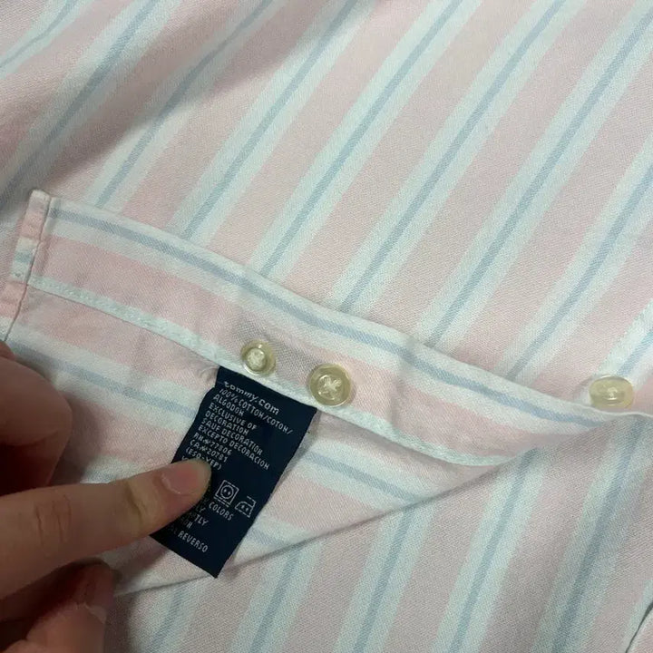 [BUNJANG] Vintage Tommy Hilfiger Pink Striped Shirt / 빈티지 타미힐피거 핑크 스트라이프 셔츠
