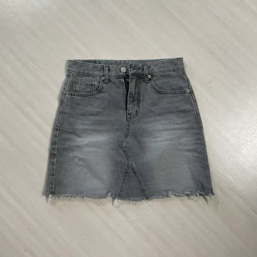 [BUNJANG] Gray Denim Pleated Mini Skirt Bundle Set / 회색 그레이 데님 스커트 / 플리츠 스커트 S 일괄