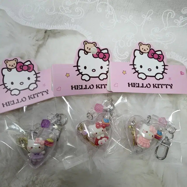 [BUNJANG] Handmade Kitty Heart Transparent Ball Keychain (3 Types) / 수제 아기자기 키티 하트투명볼 키링 3종