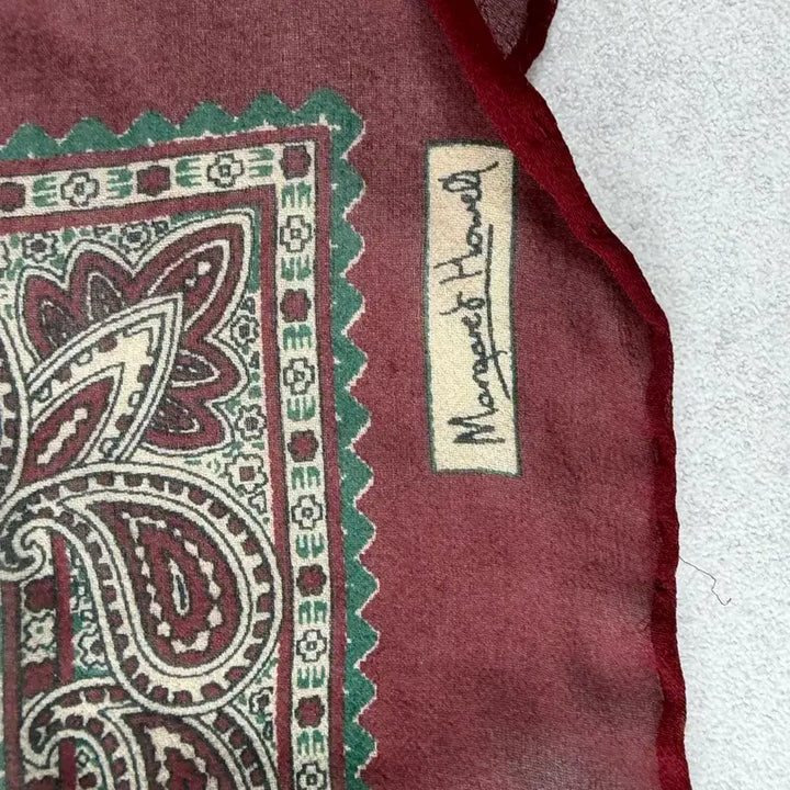 [BUNJANG] Margaret Howell Silk Bandana Burgundy Pattern / 마가렛호웰 실크 반다나 버건디 패턴