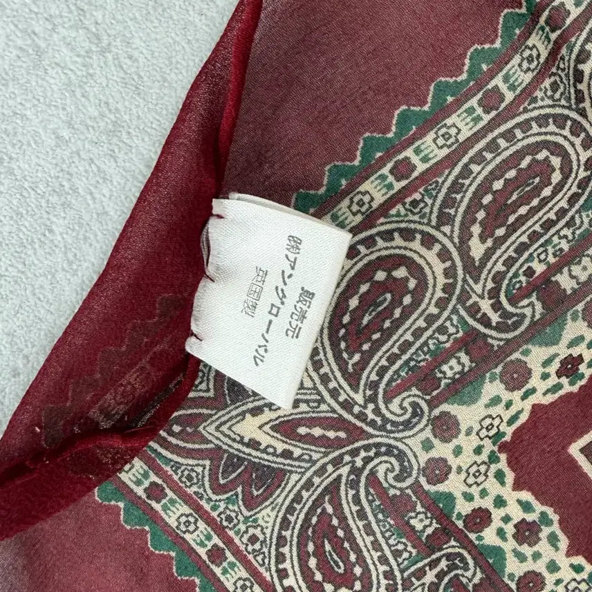[BUNJANG] Margaret Howell Silk Bandana Burgundy Pattern / 마가렛호웰 실크 반다나 버건디 패턴