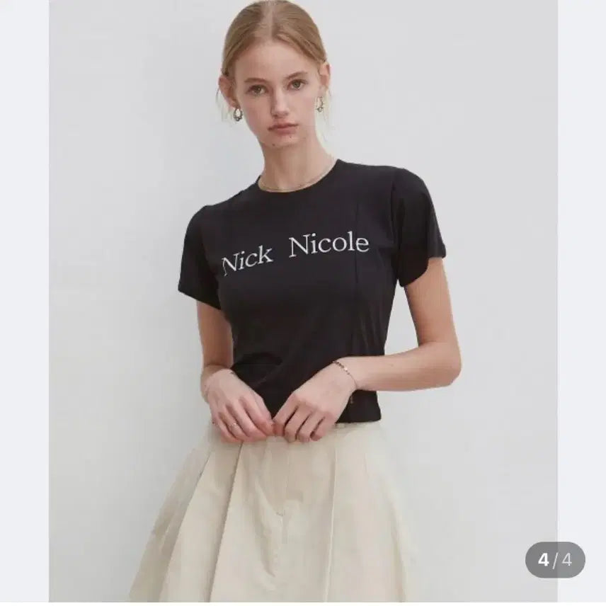 [BUNJANG] Nicol &amp; Nicole Crop T-Shirt Charcoal / 닉앤니콜 크롭 반팔티 챠콜