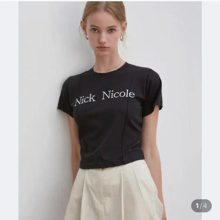[BUNJANG] Nicol &amp; Nicole Crop T-Shirt Charcoal / 닉앤니콜 크롭 반팔티 챠콜