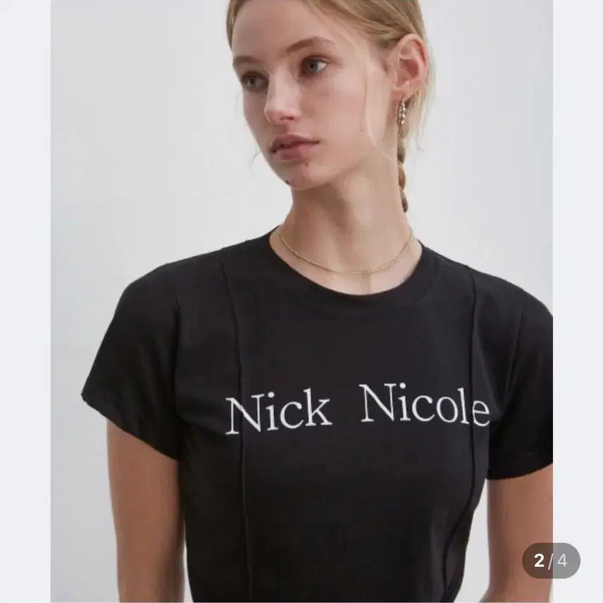 [BUNJANG] Nicol &amp; Nicole Crop T-Shirt Charcoal / 닉앤니콜 크롭 반팔티 챠콜
