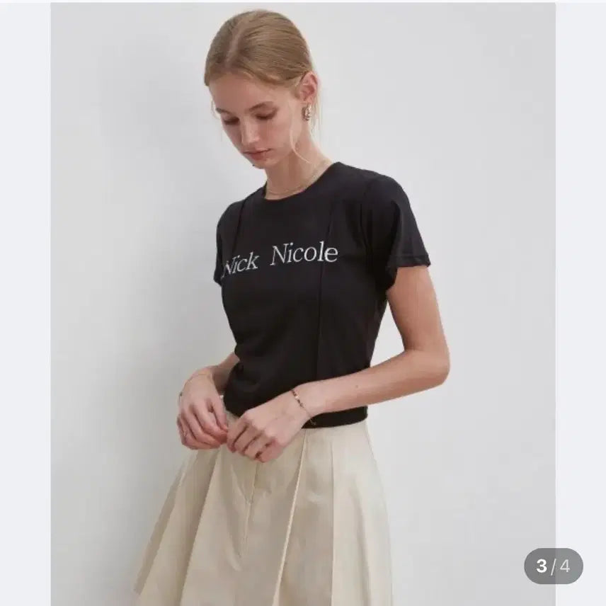 [BUNJANG] Nicol &amp; Nicole Crop T-Shirt Charcoal / 닉앤니콜 크롭 반팔티 챠콜