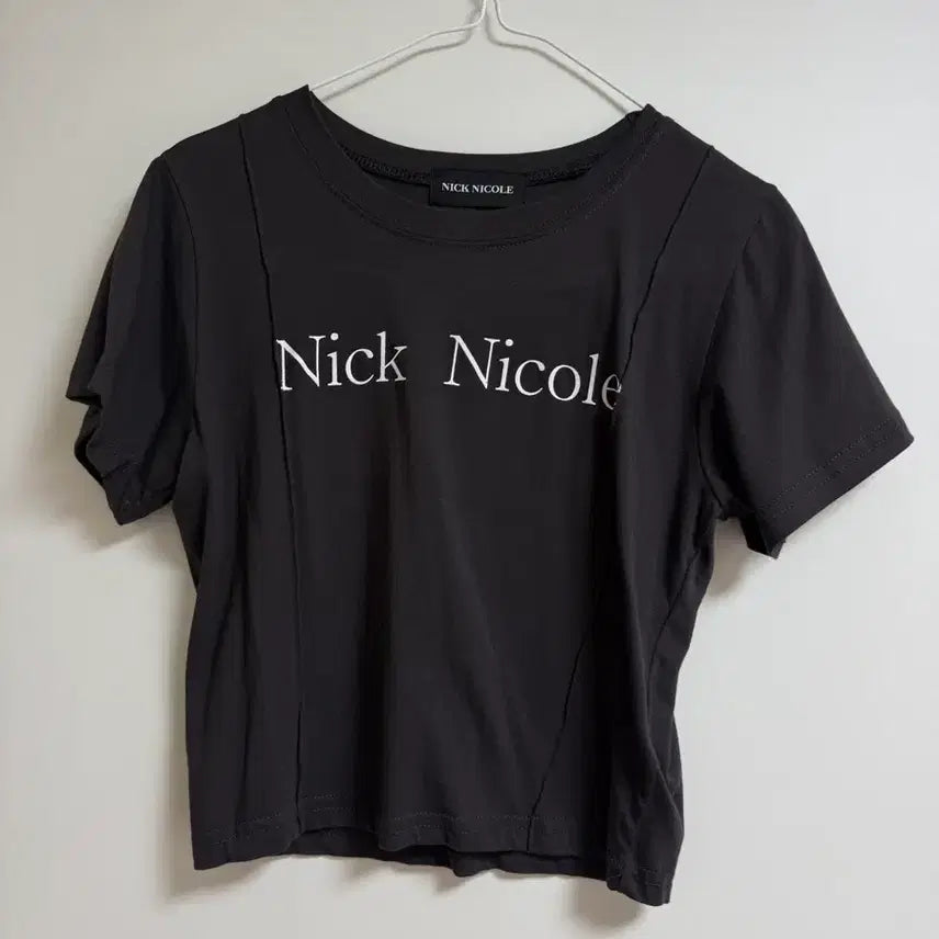 [BUNJANG] Nicol &amp; Nicole Crop T-Shirt Charcoal / 닉앤니콜 크롭 반팔티 챠콜