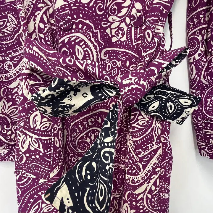 [BUNJANG] Altea Paisley Pattern Lightweight Trench Coat &amp; Bucket Hat Set / 페이즐리 패턴 퍼플 레인코트
