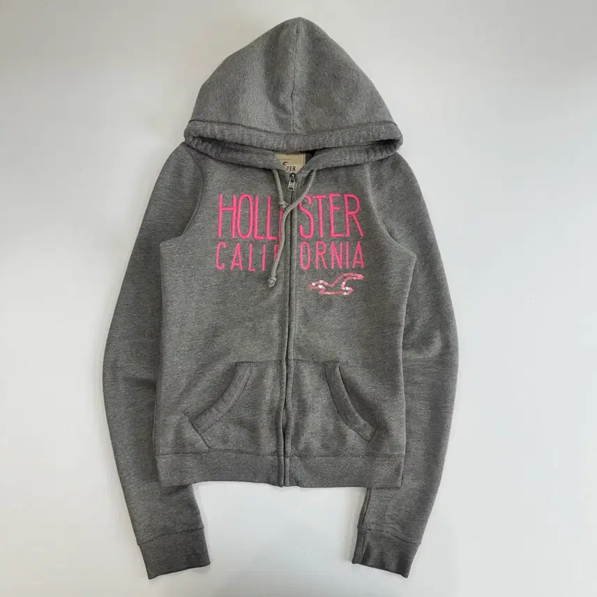 [SOLD OUT] Hollister 홀리스터 핑크 로고 그레이 후드집업