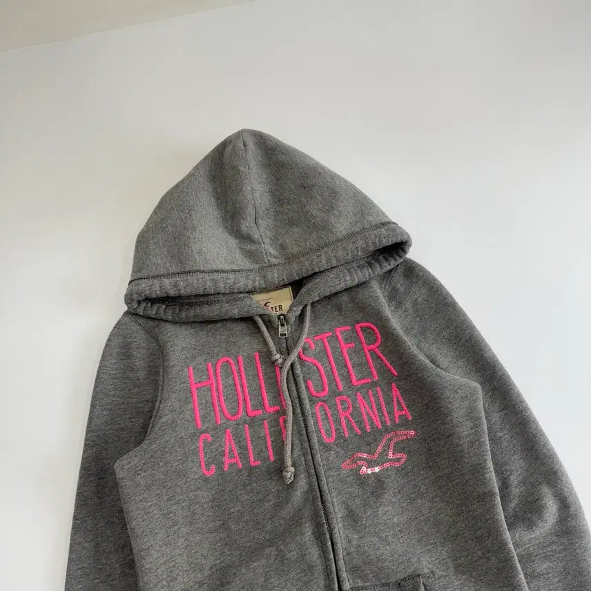 [SOLD OUT] Hollister 홀리스터 핑크 로고 그레이 후드집업
