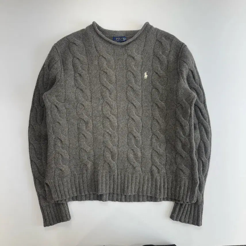 [SOLD OUT] Polo 폴로 화이트 포니 그레이 케이블 니트