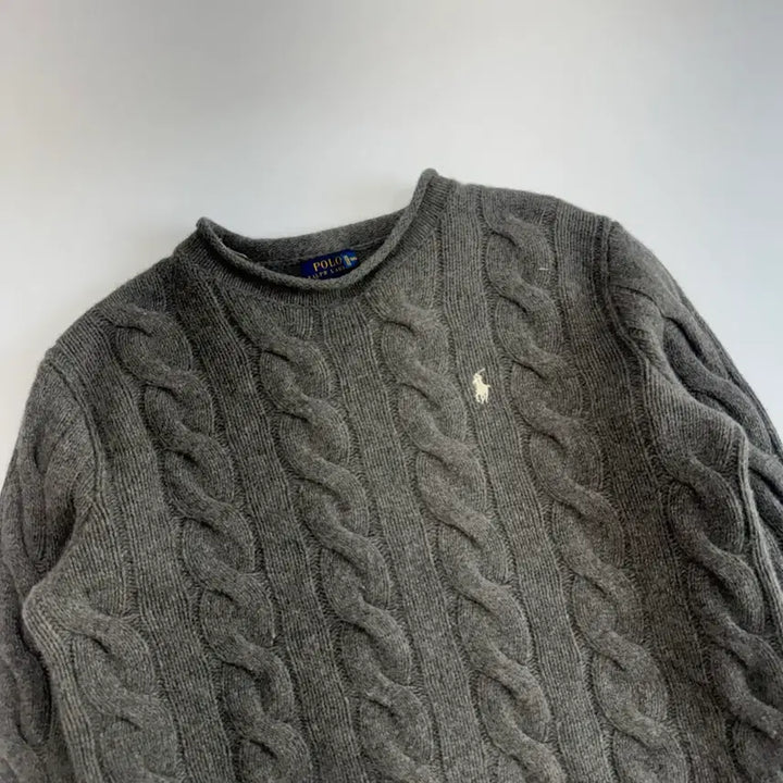 [SOLD OUT] Polo 폴로 화이트 포니 그레이 케이블 니트