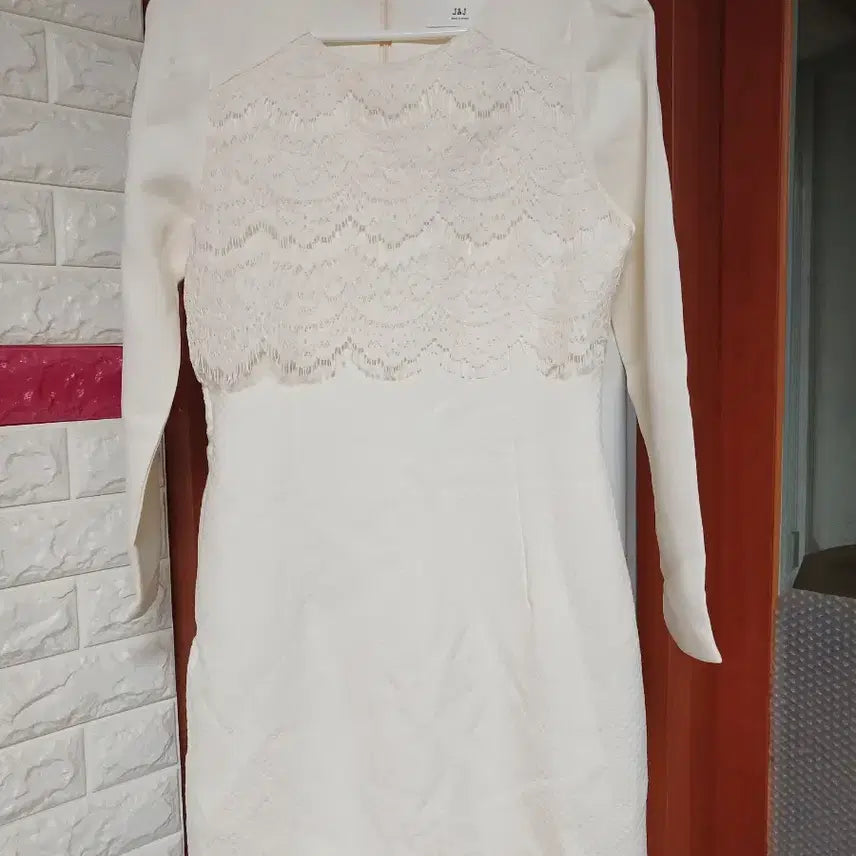 [SOLD OUT] J&amp;J 레이스 롱 슬리브 원피스 아이보리 M