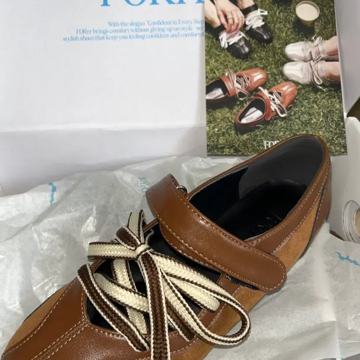 [BUNJANG] Mary Jane Brown Lace Strap Shoes - 230 - New / 당일배송 포른른 메리제인 브라운 슈즈 Lace Strap 230 새상품