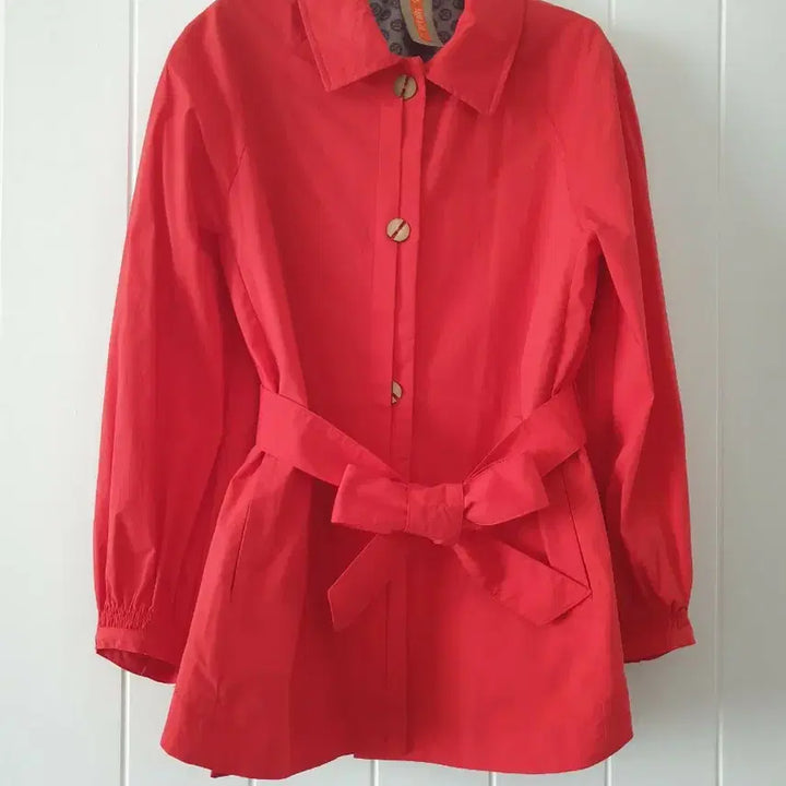 [BUNJANG] Red Trench Coat Set / (새상품) 레드 트렌치 코트 벨트 세트