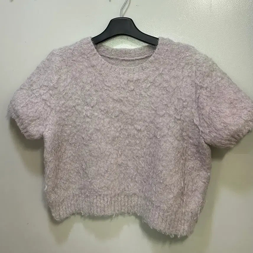 [BUNJANG] Purple Short Sleeve Knit Sweater / 퍼플 반팔 털 니트