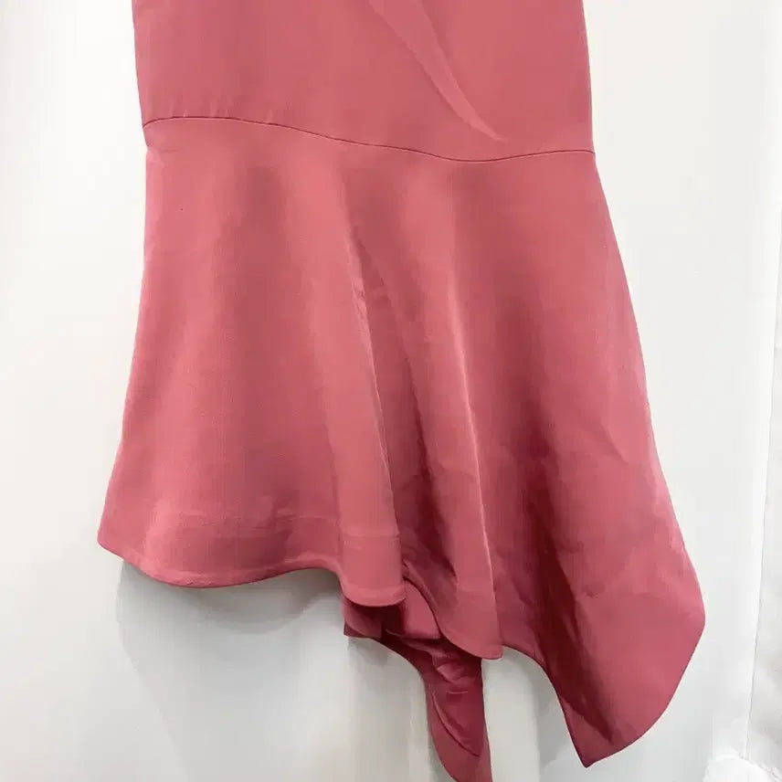 [BUNJANG] Cinq à Sept One Shoulder Flare Pink Dress / 생카셉 원숄더 플레어 핑크 원피스