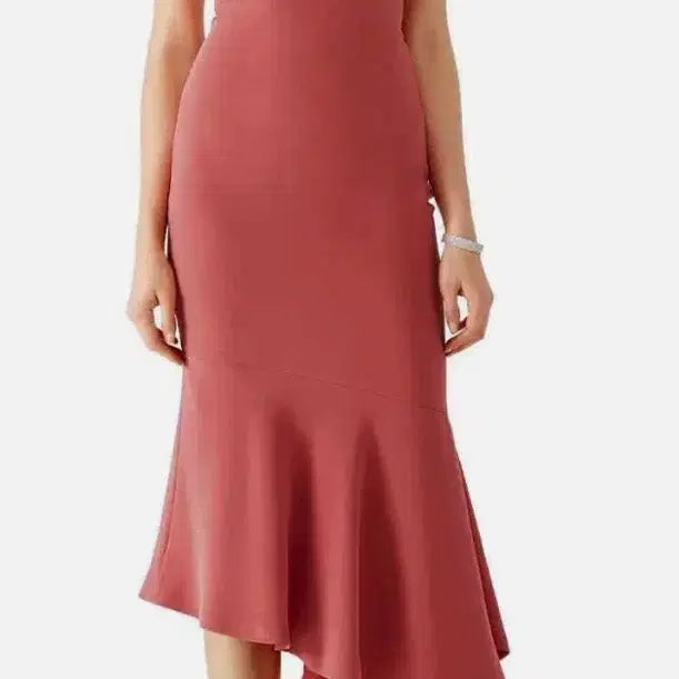 [BUNJANG] Cinq à Sept One Shoulder Flare Pink Dress / 생카셉 원숄더 플레어 핑크 원피스