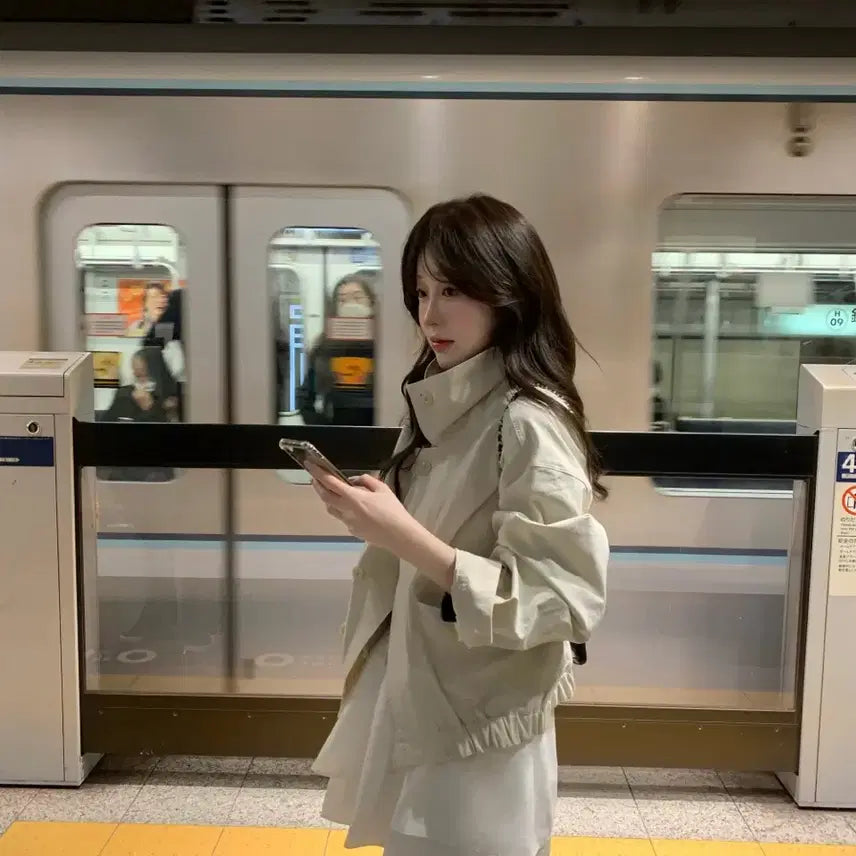 [BUNJANG] 새상품) 리올 마켓 lior 코튼 블루종 자켓 아이보리 / 새상품) 리올 마켓 lior 코튼 블루종 자켓 아이보리