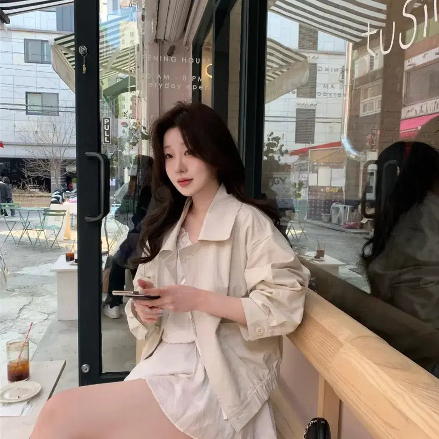 [BUNJANG] 새상품) 리올 마켓 lior 코튼 블루종 자켓 아이보리 / 새상품) 리올 마켓 lior 코튼 블루종 자켓 아이보리