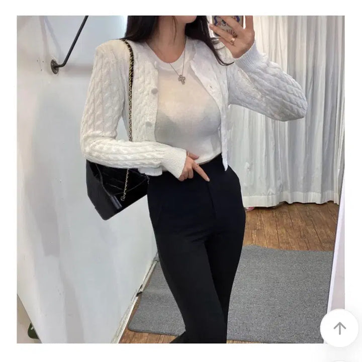[BUNJANG] White Cable Knit Cardigan / 화이트 케이블 니트 가디건 새상품