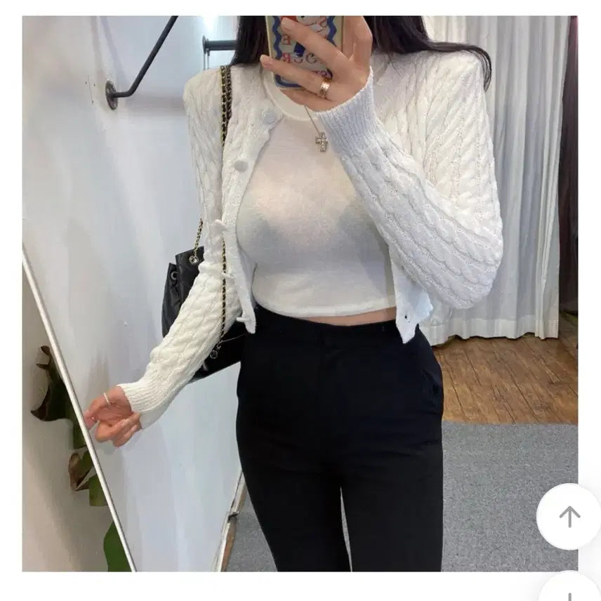 [BUNJANG] White Cable Knit Cardigan / 화이트 케이블 니트 가디건 새상품