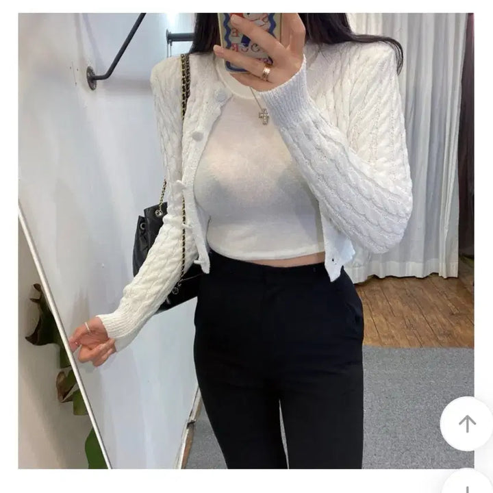 [BUNJANG] White Cable Knit Cardigan / 화이트 케이블 니트 가디건 새상품