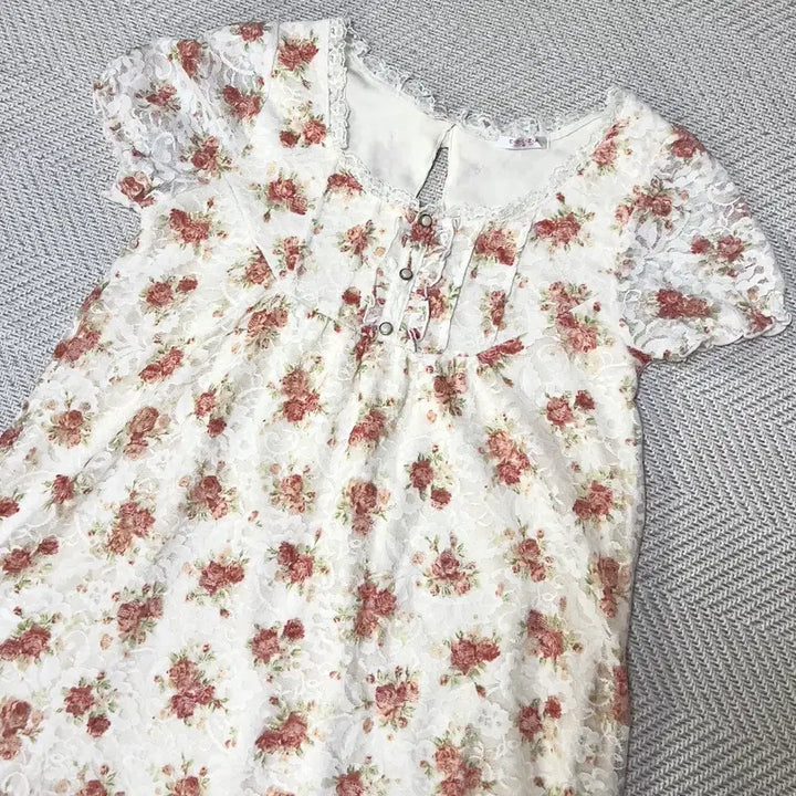 [BUNJANG] COLZA Floral Bow Blouse / 빈티지 히메갸루 히메카지 콜자 반팔 블라우스 리즈리사 엑시즈팜 stc