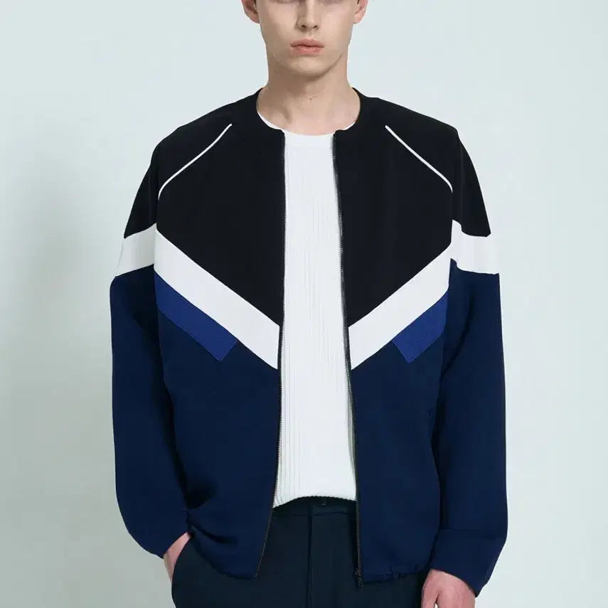 [SOLD OUT] 시스템옴므 배색 남성 블루종 스타일 자켓