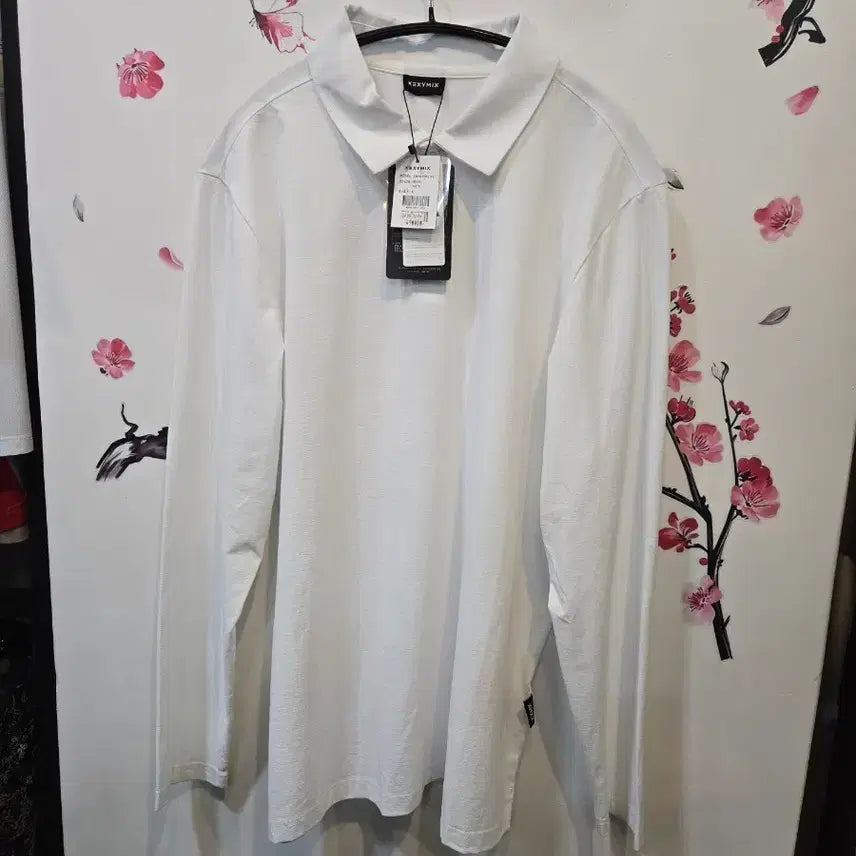 [BUNJANG] Xexymix White Long Sleeve Polo Shirt L / 젝시믹스 화이트 긴팔 카라티 새상품 L