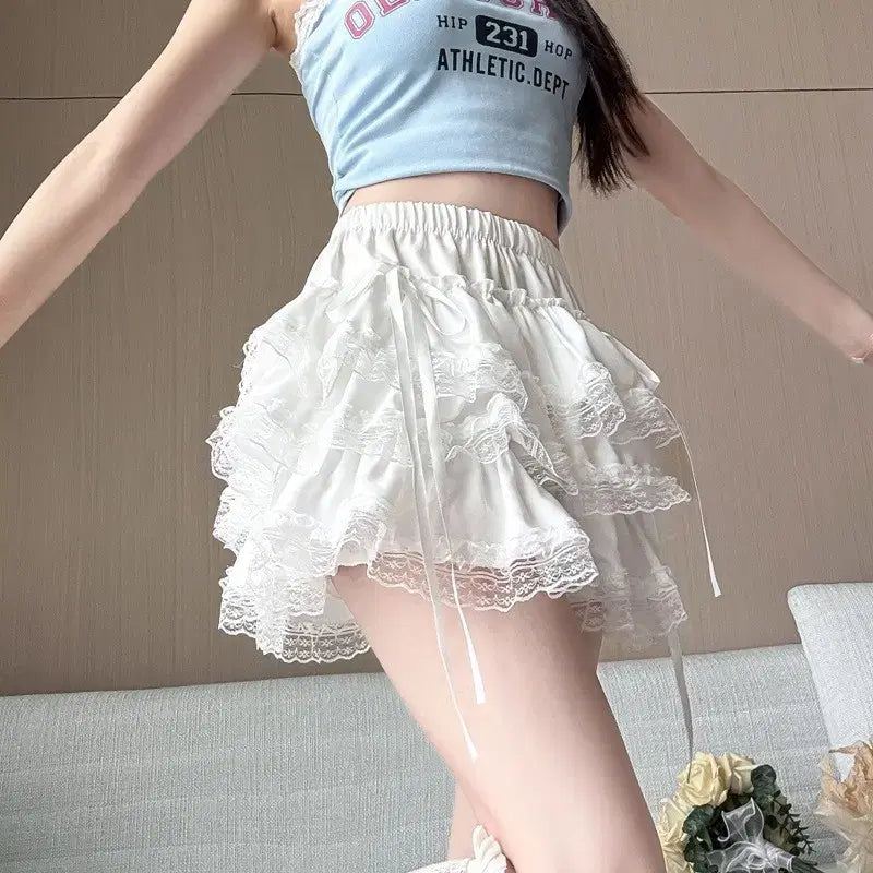 [BUNJANG] Kankan Lace Frill Mini Skirt / [새상품/빠른발송] 캉캉 레이스 프릴 미니스커트 히메 갸루 치마