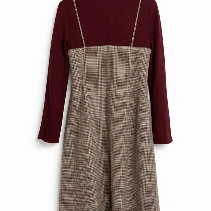 [SOLD OUT] 체크 뷔스티에 롱 원피스 버건디