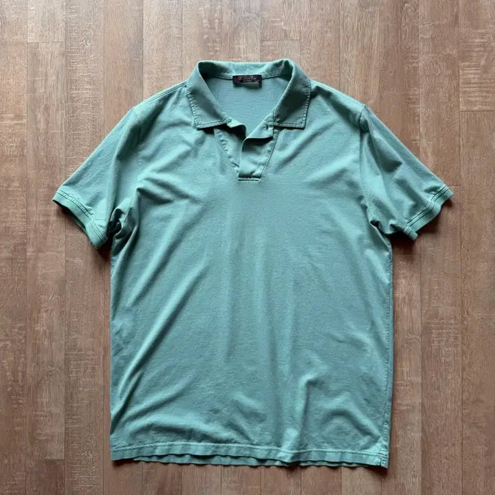 [BUNJANG] Loro Piana Open Polo Shirt Teal Cotton Silk Blend Size XL / [110] 로로피아나 오픈 폴로 (XL)