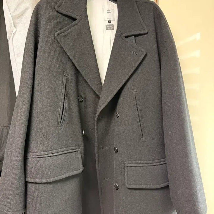 [BUNJANG] Polytelu Wool Pea Coat (Padded Lining) - Black / (4) 폴리테루 울 피코트(패디드 라이닝) 블랙