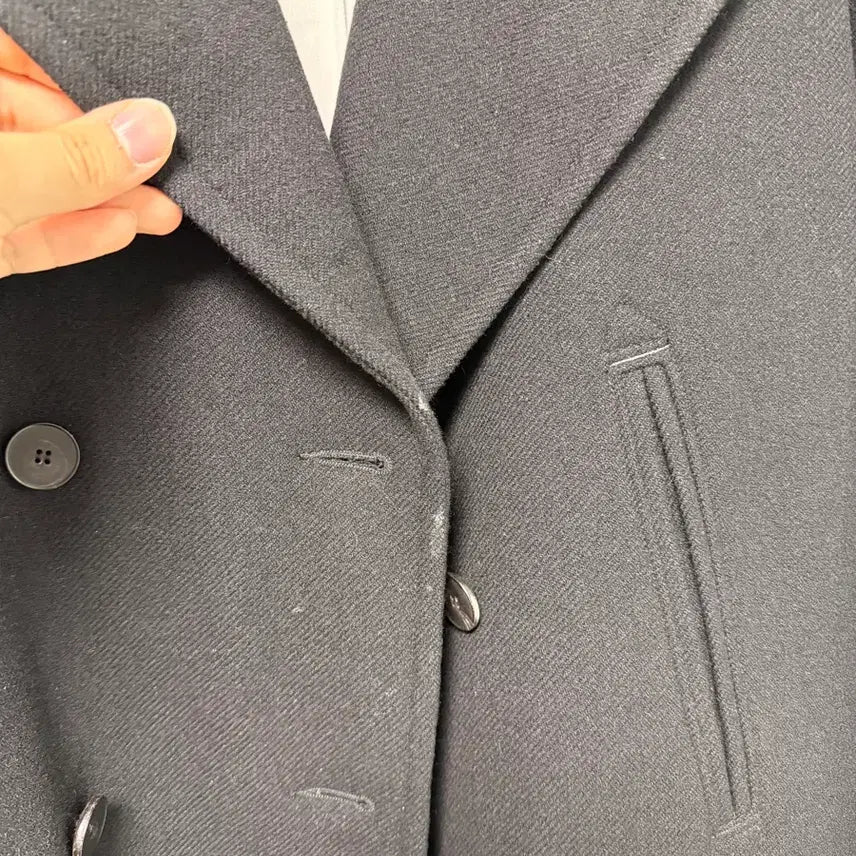[BUNJANG] Polytelu Wool Pea Coat (Padded Lining) - Black / (4) 폴리테루 울 피코트(패디드 라이닝) 블랙