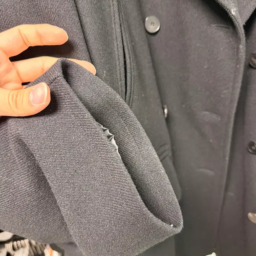 [BUNJANG] Polytelu Wool Pea Coat (Padded Lining) - Black / (4) 폴리테루 울 피코트(패디드 라이닝) 블랙
