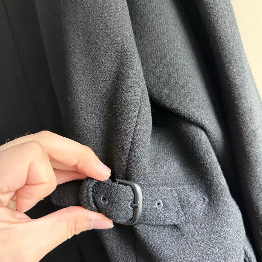 [BUNJANG] Polytelu Wool Pea Coat (Padded Lining) - Black / (4) 폴리테루 울 피코트(패디드 라이닝) 블랙