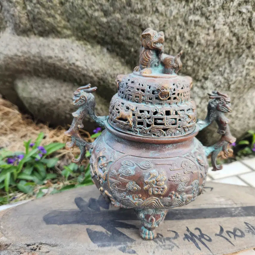 [BUNJANG] Antique Incense Burner with Twin Handles / 3족 쌍귀(양이) 동향로